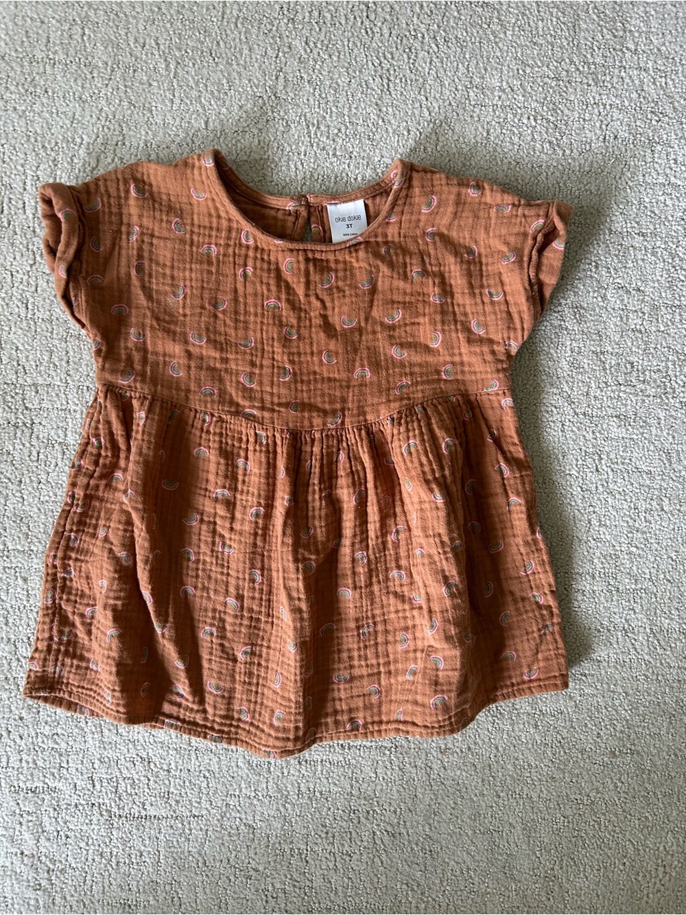Okie Dokie 100% cotton muslin rainbow print dress/tunic